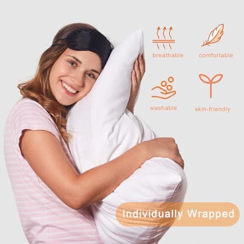 6 Pack Blindfold Eye Mask Cover Sleep Mask for Party Games Travel Sleep Team Build Party Supply with Adjustable Strap for Women Men Kids, Black — view 2