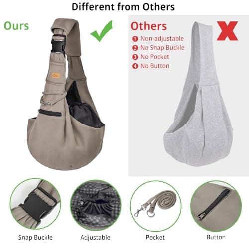 CUBY Puppy Carrier Sling Lightweight Travel for Small Pets Hands-Free-Khaki — view 2