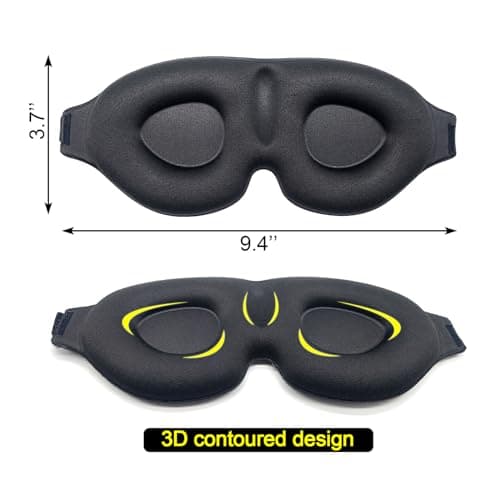 Ainkou 2pcs Black 3D Sleep Eye Masks with Ear Plugs, Sleeping Blindfold — view 5