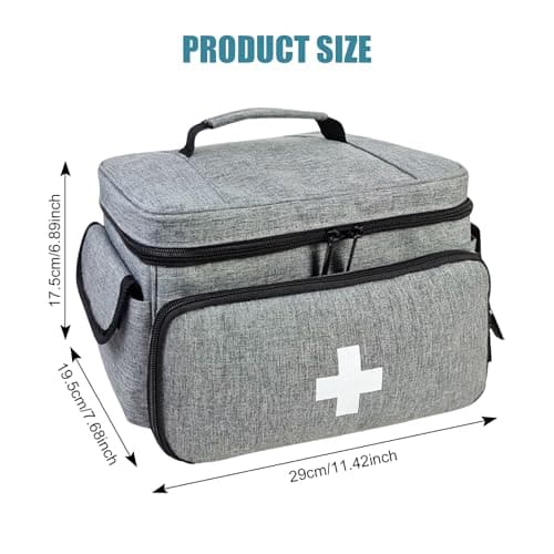 Naapesi Medical Bag-Empty First Aid Bag, Emergency Kit, Nurse Bag, Large Capacity Medicine Organizer with Multiple Compartments for Home Visits, Home, Travel (Grey) — view 2