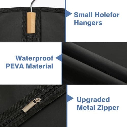 4 Pack Hanging Garment Bags，Full Length Dress Bag with Zipper，Dust-proof Clothes Covers Protector Bags Suit Bag Convenient for Travel Suitable for Wedding Dresses, Shirts, and Jackets (60cm X 140cm) — view 4