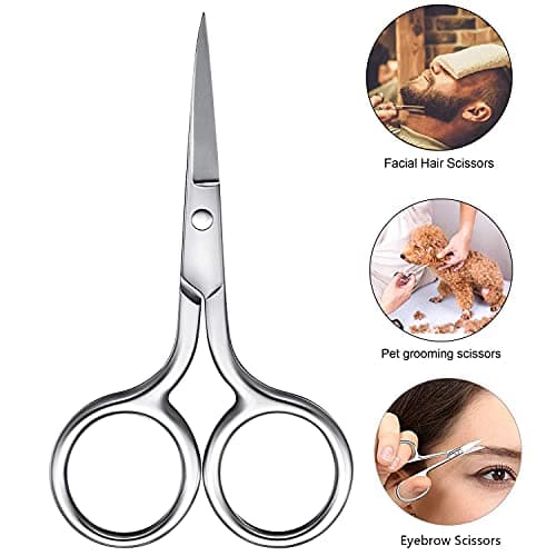 Stainless Steel Facial Hair Scissors - Small Straight Tip Scissors for Eyebrows, Nose, Moustache, Beard & Eyelash — view 2