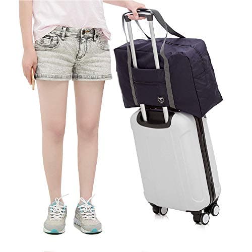 (2 Pack) Foldable Travel Duffel Bag, Waterproof Airlines Carry On Luggage Bag, Lightweight Travel Luggage Bag for Sports, Gym, Vacation (Light Blue,Dark Blue) — view 5