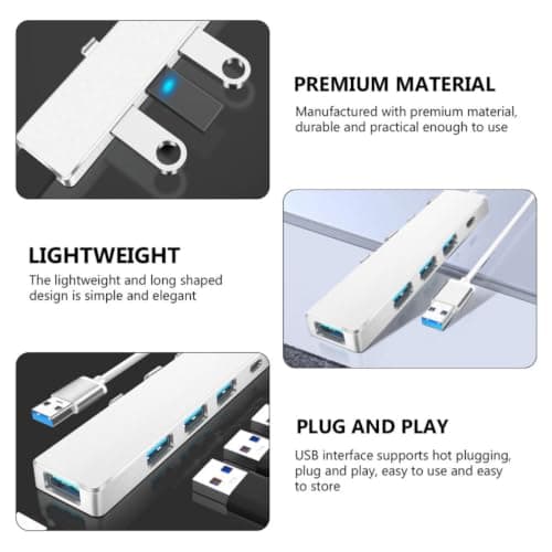 USB Hub 4 Port Stainless Steel Multi Port Splitter for Laptop — view 3