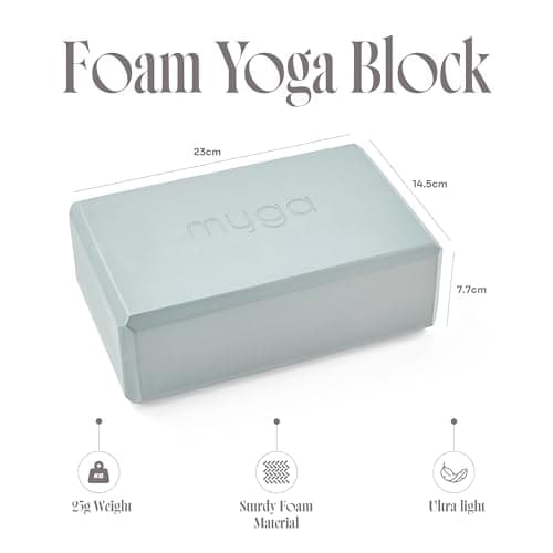 Myga Yoga Blocks & Strap Set - 2 High Density Foam Bricks and Metal D Ring Belt for Yoga, Pilates and Fitness - Support and Deepen Poses, Non-Slip and Lightweight for Home & Gym (Teal) — view 6