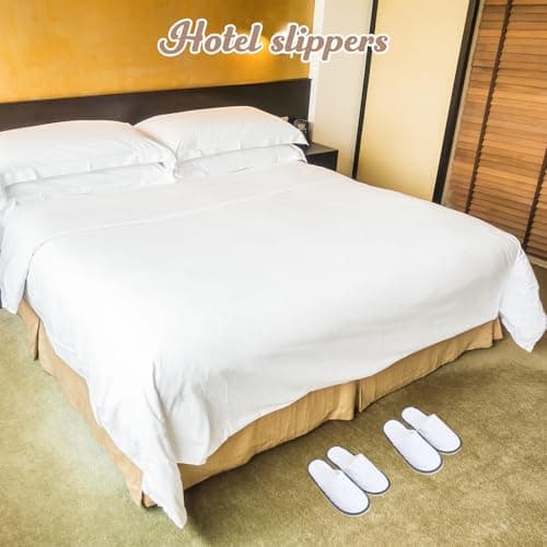 10 Pairs Hotel Spa Slippers Closed Toe, Disposable Coral Velvet Travel Slippers for Guests, Non-Slip Spa Slipperss with Thick 9mm Soles for Spa, Parties, Swimming Pools, and Travel Use(White) — view 4