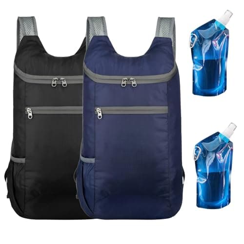SHENYI 2 Pcs Ultra Lightweight Foldable Backpack, Foldable Small Resistant Rucksack Daypack, Hiking Daypacks,Multi Functional Outdoor Backpack for Men Women, Hiking Camping Travelling Biking