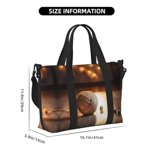 Powzjzw Knitting Wool Travel Duffle Bag Weekender Carry On Tote Bags for Women Hospital Bags for Labor and Delivery Overnight Luggage Bag — view 3