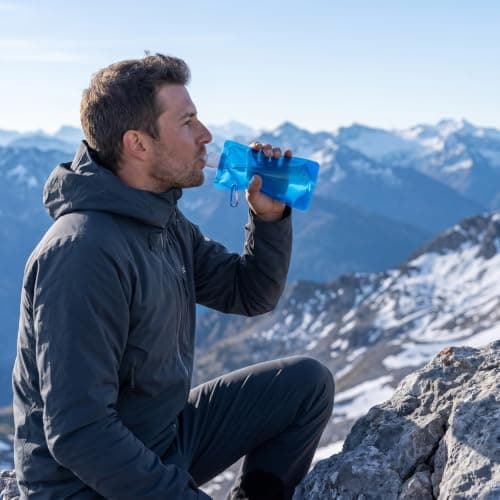 Vosali 7 Pack Foldable Water Bottle 500ml with Sturdy Carabiner Clip — view 4