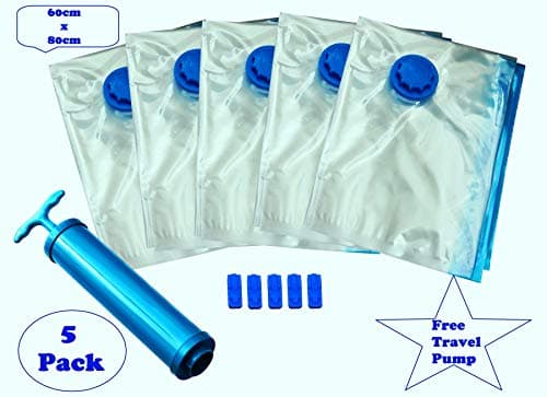 Spacee - Premium Vacuum Storage Bags - Large - Multi Space Saver Bags - Pack of 5 - 80% More Compression Than other Bags - FREE Travel Hand-Pump Included - (60cm x 80cm) — view 2