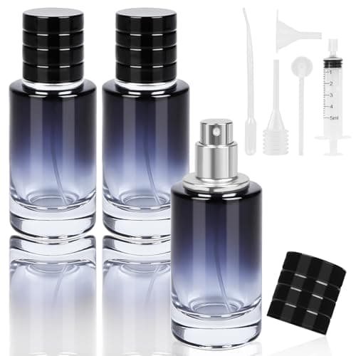 LOPHE Perfume Atomiser, 3 x 30 ml, Refillable Perfume Travel Bottle, Colour Gradient, Blue, Mini Portable Spray Bottle for Travel Men and Women