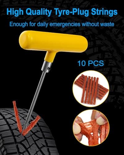 Beanewone Tyre Repair Kit, Car Tyre Puncture Repair Kit for Heavy-Duty Professional-Grade Vehicles, All-Terrain Vehicles, Motorcycles, Truck Tyres, Puncture Repair Kit Car, Emergency Puncture Repair — view 4