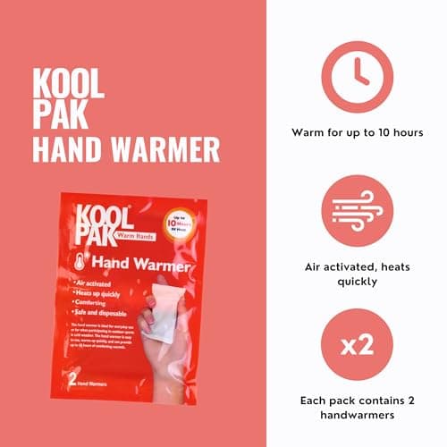 Koolpak 20 x Hand Warmers (10 pairs) Disposable Air Activated Heat Pads – Up to 10 Hours of Natural Warmth – Ideal for Cold Weather, Outdoor Sports, Camping, Hiking & Travel – Warmers for Men & Women — view 2