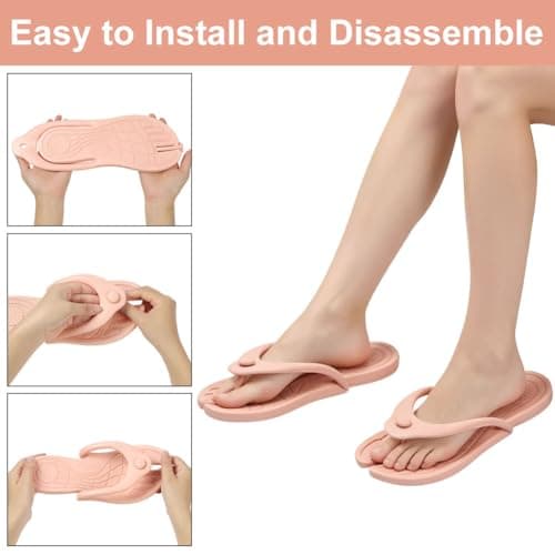 Aomig Foldable Flip Flops Womens Lightweight Travel Thong Slippers Portable Folding Slides Sandal Non Slip Thong Sandals Yoga Open Toes Slippers Quick Drying Shower Shoes Flip Flops(Pink-8.5-9.5 UK) — view 6