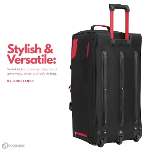 Rocklands® Lightweight Luggage Rolling Holdall Suitcase Wheeled Duffle Bag Cargo Sport Travel Bag RL501 (Red/Black, Large - 32" (H84 x L42 x W40 cm)) — view 2