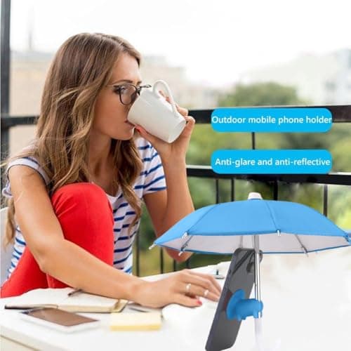 QYEHF Anti-Glare Phone Umbrella Sun Shade, Holder with Suction Plug for Car Navigation Sunscreen, Mini Sunscreen Travel Cell Phone Umbrella, Smartphone Outdoor Stand (blue) — view 6