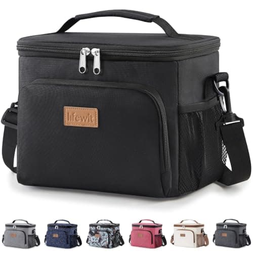 Lifewit 9L Insulated Lunch Bag for Men, Small Cool Bag for Lunch Box, Black