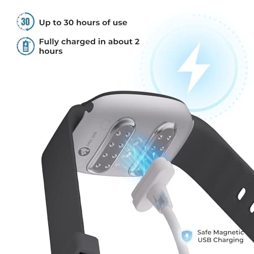 EmeTerm Fashion Relieve Nausea Electrode Stimulator Morning Sickness Motion Travel Sickness Vomit Relief Rechargeable No Gel Drug Free Wrist Bands Without Side Effects (Black) — view 6