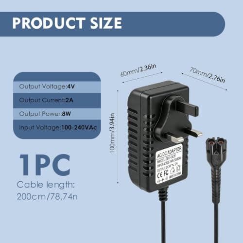 4V 2A Charger for Wahl Hair Clippers 5 Star 8164 8591 8148 8504 — view 5