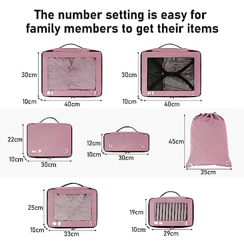 ECOHUB Packing Cubes Suitcase 7 PCS Travel Organiser Packing Bags Recycled PET Eco Friendly Travel Accessories Shoes Bags Travel Storage Bag Luggage Organiser Bags Travel Pouch(Pink) (ECO7001PK) — view 4