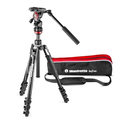 Manfrotto Befree Live, Travel Video Tripod with Fluid Head, Lever Closure