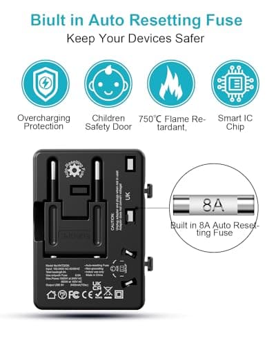 Universal Travel Adapter Worldwide, Travel Plug Adapter Worldwide With 2 USB C & 2 USB Travel Adaptor All in One International Travel Adapter Universal Charger Power Adapter for European EU US UK AUS — view 4