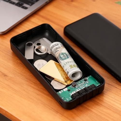 Secret Safe,Anti-Theft Storage Box,Anti-Theft Power Bank Design Fake Safe - for Home Travel Safety Car Keys Valuables Cash Airplane Luggage Purse Tote Bag Backpack — view 3