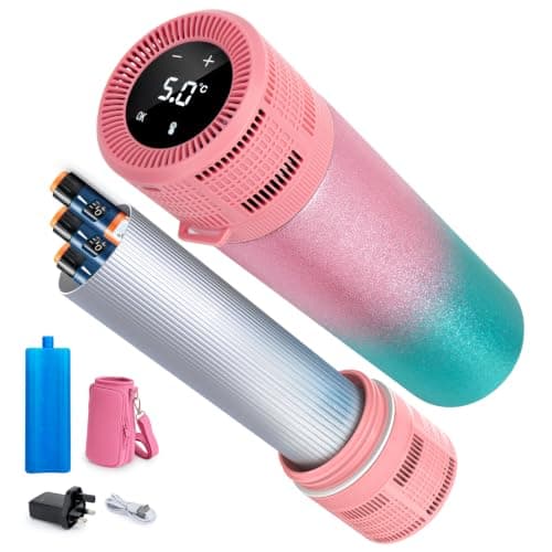 SUNMON Electric Insulin Cooler Travel Case, Intelligent Medication Cooler for Travel Auto-Cooling and Temp Control Medicine Refrigerator with USB Charger & Biogel (Glitter Pink)