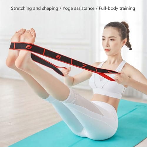 Resistance Band Fitness Band Stretch Strap with 8 Looped, Yellow — view 2