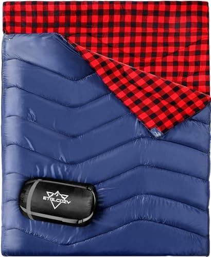 ETGLCOZY Double Sleeping Bag for Adults Camping, XL 2 Person, Navy/Red