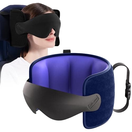 Air Neck Free Travel Pillow for Airplanes Head Strap Support, 3D Eye Mask