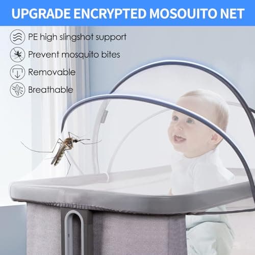 Universal Mosquito Net for Travel Cot, Baby Mosquito Net for Bedside Crib Quick Installation Cat Net for Cot with Noiseless Zipper Travel Bassinet for Babies — view 6