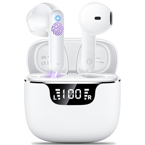 Wireless Earbuds, Bluetooth 5.4 Headphones with 42H Ultralight Ear Buds,Bluetooth Earbuds with 4 ENC Noise Cancelling Mics, HiFi Deep Bass Dual LED Display USB-C, Waterproof Earphones for Android iOS