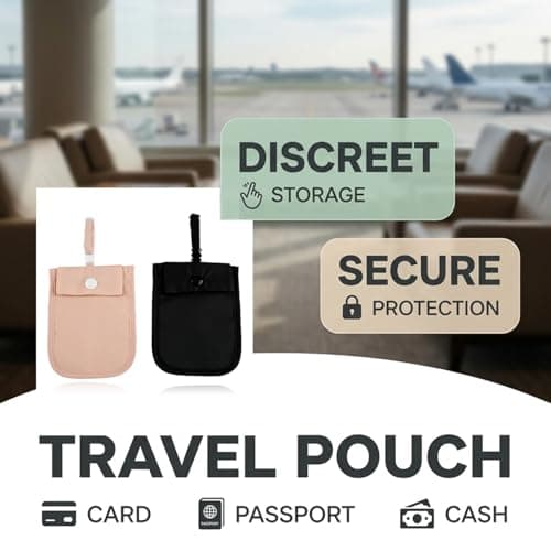 Lotsdonxia 2 Pcs Travel Bra Wallets, Hidden Stash Pockets with Adjustable Straps, Secret Money Pouches for Secure Card and Valuables Storage, Black and Pink Nylon Design — view 4