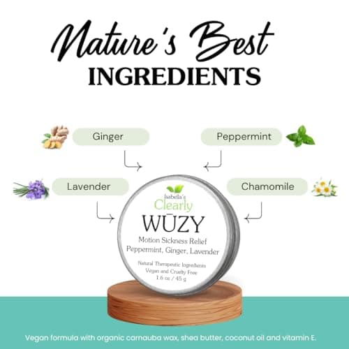 Clearly WŪZY, Aromatherapy Herbal Anti Nausea Rub | Relief for Morning and Motion Sickness, Dizziness, PMS, Travel | Natural Remedy with Ginger, Peppermint, Lavender | Made in USA — view 3