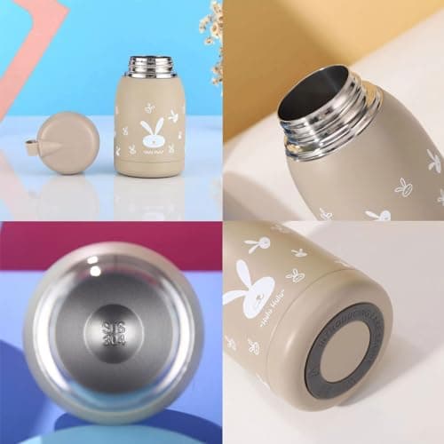 Mini Insulated Bottle Reusable Coffee Cups Cute Rabbit Water Bottle Flask for Hot Or Cold Drinks Small Size Travel Mug with Handle Stainless Steel Double Walled Insulated Tumbler — view 4