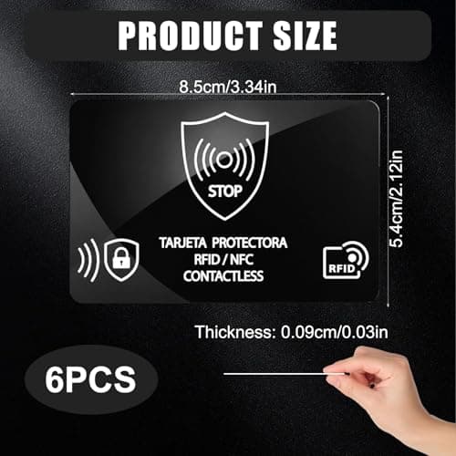 RFID Blocking Card 6 Pack, Ultra Thin Wallet Shield Card for Contactless Protection, Credit Card Protector for Credit Card Holder RFID Blocking, Anti Theft NFC Blocker for RFID Purses for Women Men — view 3