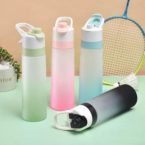 Portable 700ml Spray Water Bottle with Flip Mouth Design and Straw Leak Proof for Outdoor Sports and Travel (Purple) — view 3