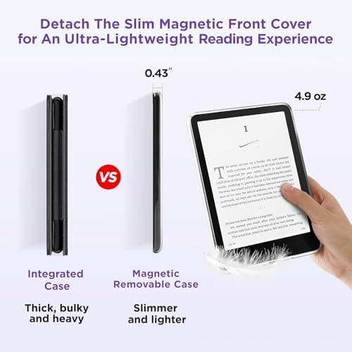 Litvana Detachable Magnetic Case for 7'' Kindle Paperwhite 12th Gen 2024 and Kindle Colorsoft Signature Edition, Slim PU Shell Cover Case with Auto Wake/Sleep, Lavender Purple — view 4
