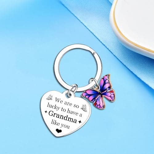Ghloyza Grandma Gifts Christmas Birthday Gifts for Grandma Keyring Mother's Day for Grandma from Granddaughter Grandson Grandmother Keyring Grandma Key Ring Present — view 3