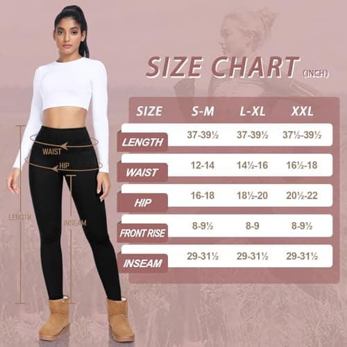 ACTINPUT Thermal Leggings Women High Waisted Thick Fleece Lined Leggings Long Winter Warm Stretchy Chocolate Brown Leggings Ladies Pilates Clothes Hiking Fitness Yoga Pants Woman Gifts(Coffee,L-XL) — view 6