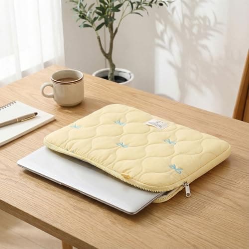 15Inch Nylon Pleated Cute Laptop Bag Large Shoulder Bag for (Yellow) (style8) — view 3