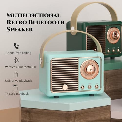 Luonaa Retro Bluetooth Speaker, Vintage Wireless Portable Speaker – Birthday Gifts for Girls, Teenage, Women, Room Decor, Cute Mini Speaker for Travel, Indoor & Outdoor (Pink) — view 3