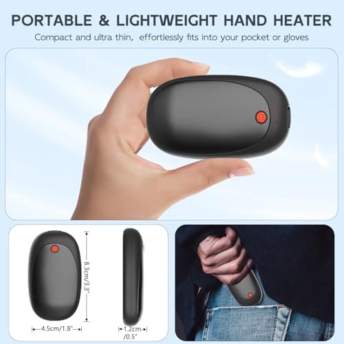 Mezeic Rechargeable Hand Warmers 2 Pack, 6000mAh Electric Hand Warmer Pocket Magnetic Heater Christmas Winter Warm Gifts for Outdoor Golf Hiking Camping, Gloves Fitting, Travel Essentials - Black — view 5