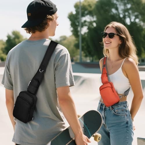 BROADREAM Small Sling Cross Body Chest Bag Shoulder Bags for Men Women,Water Resistant Crossbody Man Bag with Zipper Lock & RFID Blocking — view 2