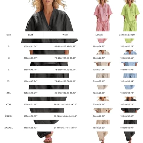 Travel Outfit Airport Set Women Two Piece Travel Sets For Women Co Ords Sets For Uk Lounge Wear Linen 2 Piece Set Cotton Spring+Break Outfits Vacation Pants Trendy V Neck Suit Linen Suits Light — view 5