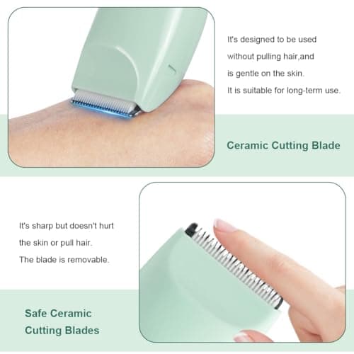 HOTUT Baby Hair Clippers,Waterproof Kids Quiet Hair Trimmer with 2 Guide Combs,Rechargeable Cordless Hair Cutting Machine,with Safe Ceramic Blades,with LCD Display,for Toddlers and Children(Green) — view 3