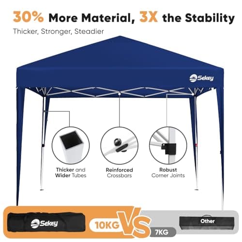 Sekey Pop Up Gazebo with Sides 3m x 3m, Heavy Duty Gazebo with Carry Bag, Instant Setup, Waterproof 1000mm - Marquee Garden Party Tent Outdoor, Navy — view 3