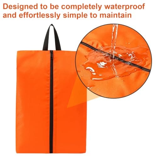 Waterproof Oxford Shoe Storage Bags, Dustproof Zippered Organiser Pouch for Trainers | Orange Gym & Travel Accessories — view 4