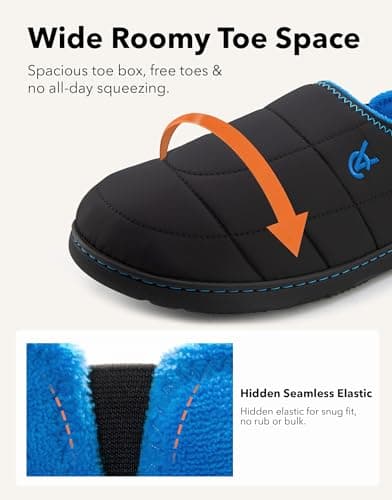 VeraCosy Men's Quilted Slippers Anti Skid Outsole Outdoor Knight Black,8-9 UK — view 6